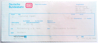 旧ドイツ国鉄の切符