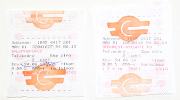 ハンガリー　車内切符