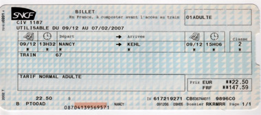 フランス国鉄の切符
